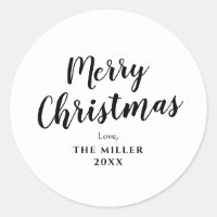 Modern Minimal White Merry Christmas Family