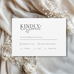 Modern, Minimal, White, QR Code Wedding RSVP  Enclosure Card