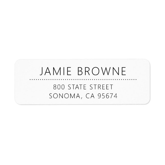 Modern Minimal White Return Address Label (Front)