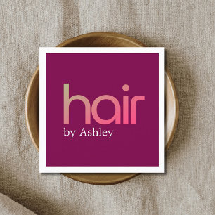 Modern Minimal White Rose Red Bold Hair Salon Square Business Card