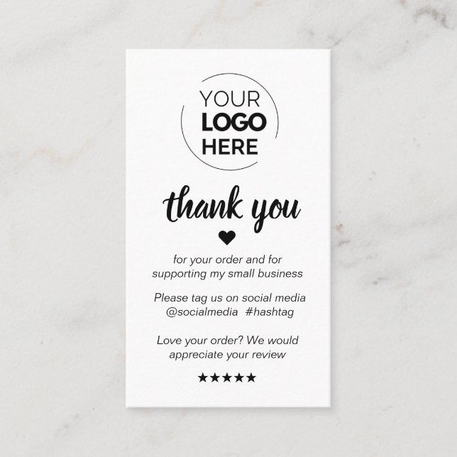 Modern Minimal White Thank You Supporting Small Business Card (Front)