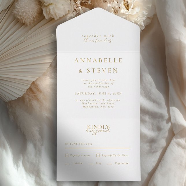 Modern, Minimal, White, Wedding All In One Invitation (Modern, Minimal, White & Copper, Wedding All In One Invitation)