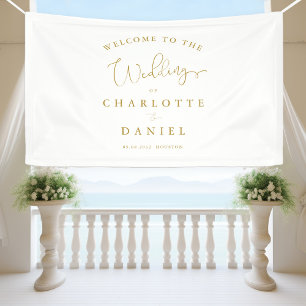 Modern, minimal, white wedding banner