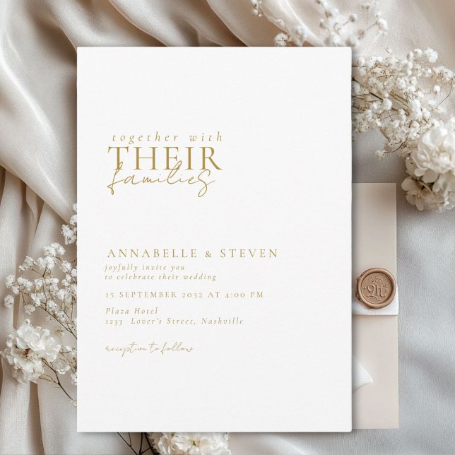 Modern, Minimal, White, Wedding Invitation (Modern, minimal, elegant, handwriting font, white Wedding Invitation.)