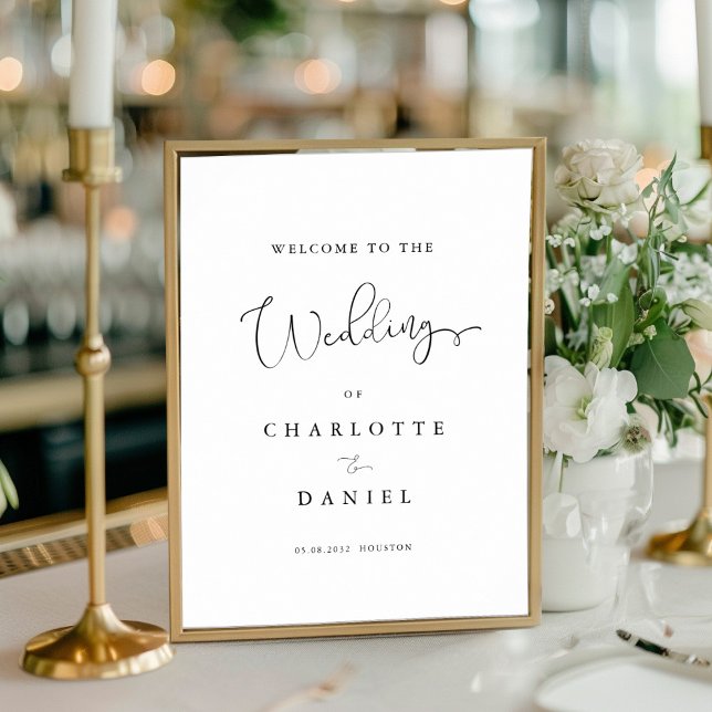 Modern, minimal, white wedding welcome poster (Creator Uploaded)