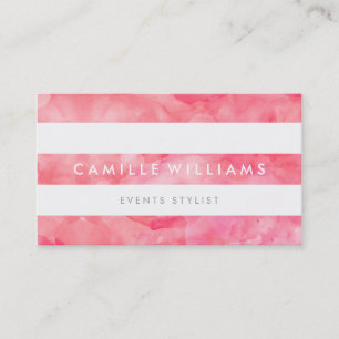 MODERN MINIMAL wide stripe fresh watercolor pink Business Card
