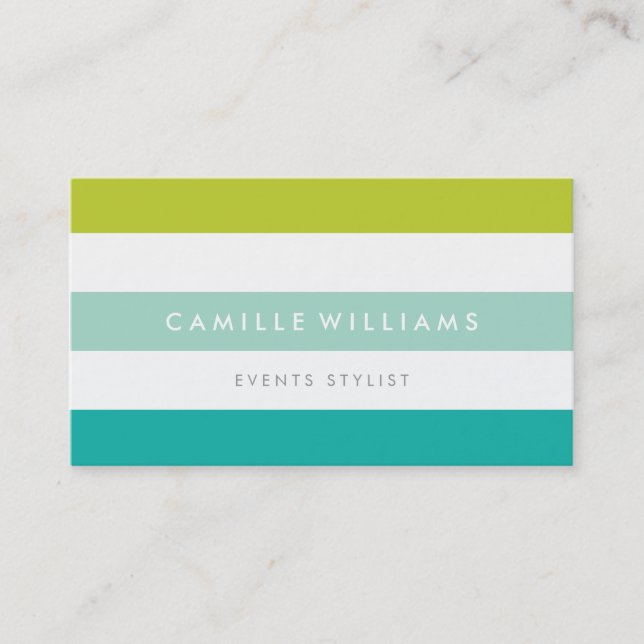 MODERN MINIMAL wide stripe pattern bright colourfu Business Card (Front)