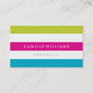 MODERN MINIMAL wide stripe pattern bright colourfu Business Card