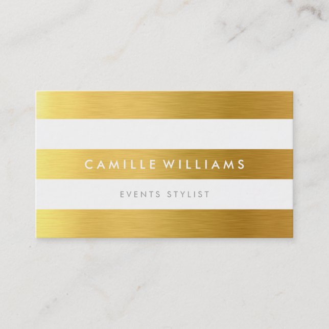 MODERN MINIMAL wide stripe pattern gold foil look Business Card (Front)