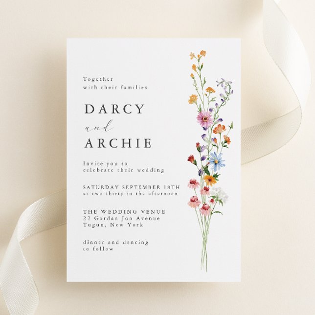Modern Minimal Wildflowers Wedding Invitation (Creator Uploaded)