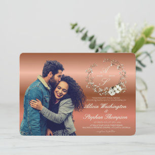 Modern Minimal Winter Floral Wedding Invitation