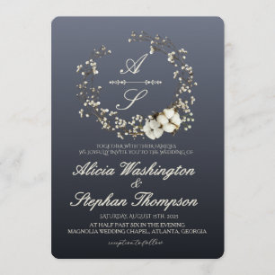 Modern Minimal Winter Floral Wedding Invitation