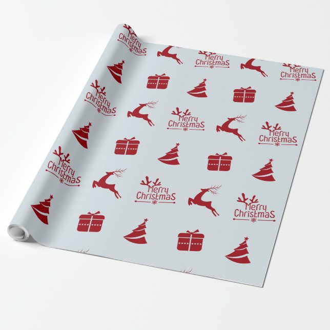 Modern minimal winter merry christmas gift  wrapping paper (Unrolled)