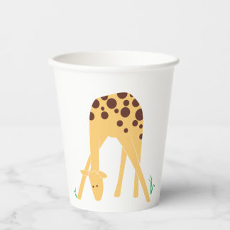 Modern Minimal Yellow Giraffe Baby Shower Birthday Paper Cups