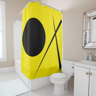 Modern Minimalism Abstract Art Yellow Black Shower Curtain