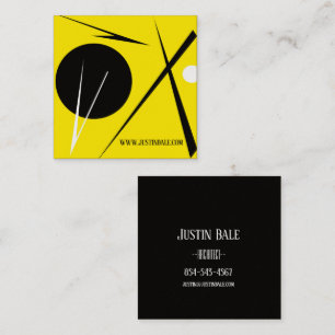 Modern Minimalism Abstract Art Yellow Black White Square Business Card