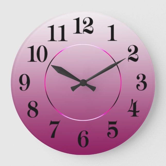 Modern Minimalism Berry Pink Arabic Numbers Large Clock (Front)