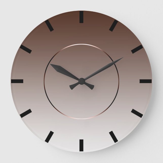 Modern Minimalism Black Ombre Brown Coffee Large Clock (Front)
