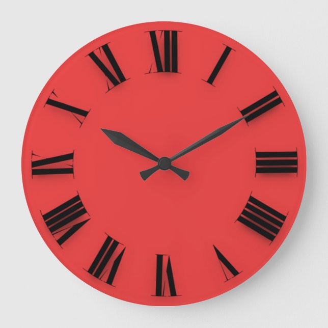 Modern Minimalism Black Red Roman Numbers Large Clock (Front)