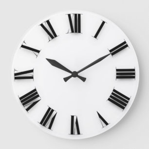Modern Minimalism Black White Roman Numbers Large Clock