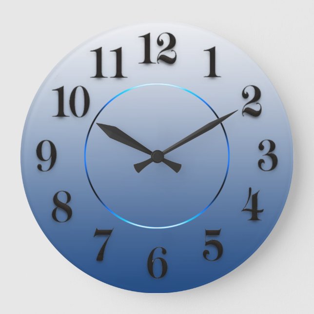 Modern Minimalism Blue Navy Elegant Numbers Large Clock (Front)