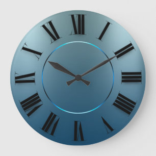 Modern Minimalism Blue Navy Roman Numbers Large Clock