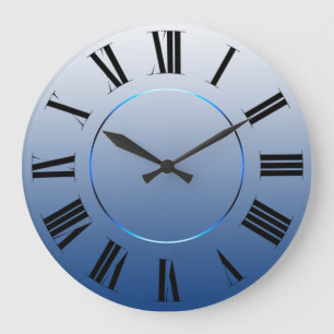 Modern Minimalism Blue Navy Roman Numbers Large Clock