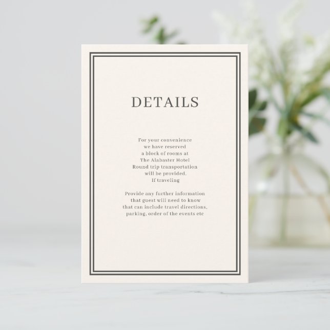 Modern Minimalism Cream enclosure card (Standing Front)