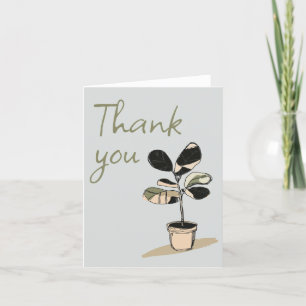 Modern minimalism hand-drawn sketch style plant thank you card