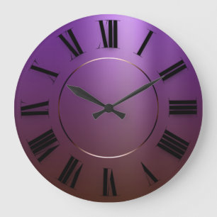 Modern Minimalism Ombre Purple Roman Numbers Large Clock
