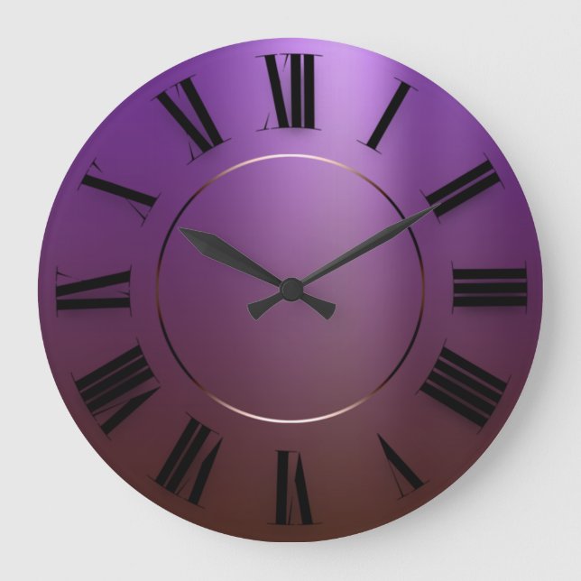 Modern Minimalism Ombre Purple Roman Numbers Large Clock (Front)