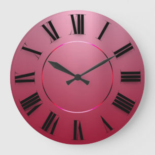 Modern Minimalism Pink Red Ombre Roman Numbers Large Clock