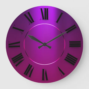 Modern Minimalism Pink Violet Roman Numbers Large Clock