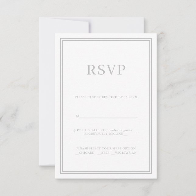 Modern Minimalism RSVP Response Card Grey (Front)