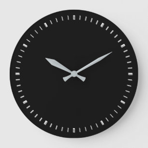 Modern Minimalism Silver Grey Black Abstract Large Clock