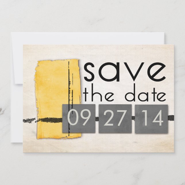 Modern Minimalism Yellow  Grey Save the Date (Front)