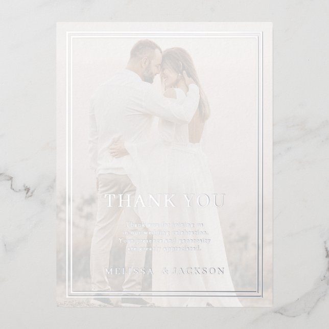 Modern Minimalisrt Wedding Thank You  Foil Invitation Postcard (Front)