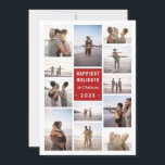 Modern Minimalist 12 Photo Collage Christmas Holiday Card<br><div class="desc">Celebrate the season with our stunning Photo Christmas Card. This card showcases a delightful 12-photo collage, with a vibrant red rectangle displaying the words "Happiest Holidays" elegantly presented in bold sans-serif typography, while your family name adds a personal touch in a script font. The card's reverse side features another photo...</div>