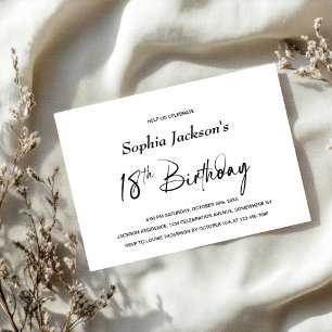 Modern Minimalist 18th Birthday Party Invitation