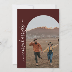 Modern Minimalist 1 Photo Married & Bright Thank You Card