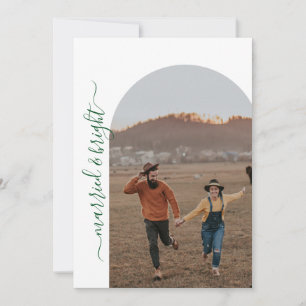 Modern Minimalist 1 Photo Married & Bright    Thank You Card