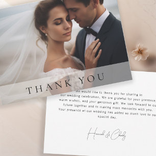 Modern Minimalist 1 Photo Thank You Card