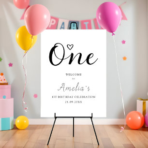 Modern Minimalist 1st Birthday Welcome Sign
