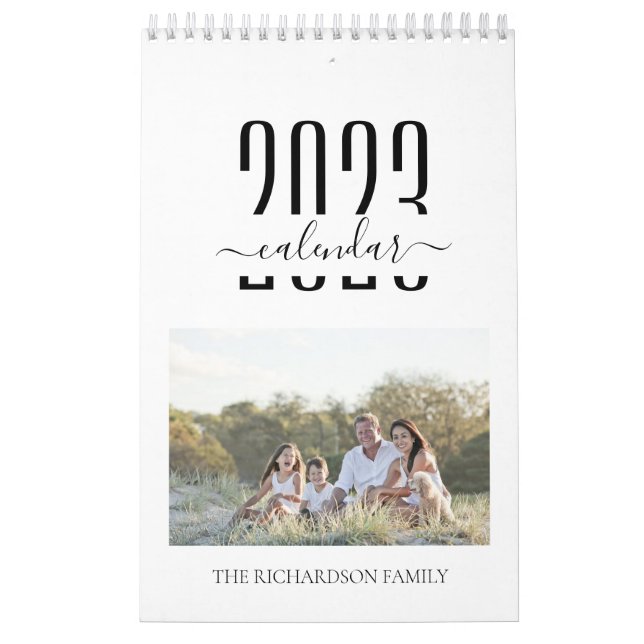 Modern Minimalist 2023 Custom Family Photo Calendar (Cover)