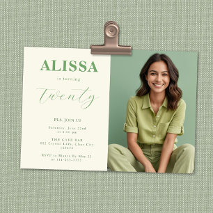 Modern Minimalist 20th Birthday Party Invitation