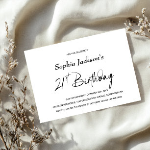 Modern Minimalist 21st Birthday Party Invitation