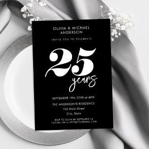 Modern Minimalist 25th Wedding Anniversary Invitation