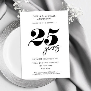 Modern Minimalist 25th Wedding Anniversary Invitation