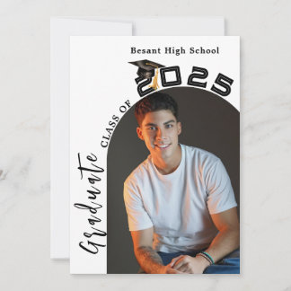 Modern Minimalist 2 Photo Graduation Party  Invitation