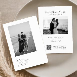 Modern Minimalist 2 Photo QR Code Save The Date